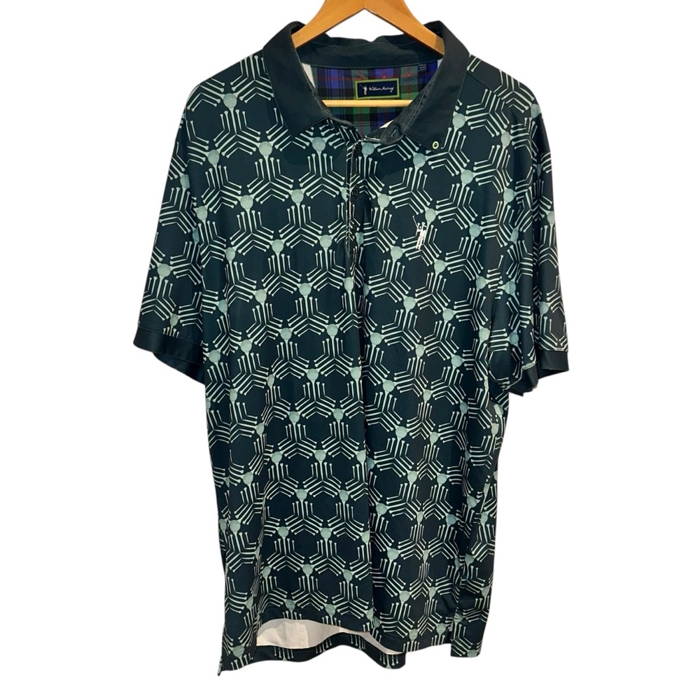 William Murray Golf Polo Shirt Geometric Circuit Board-Inspired Pattern Size XL